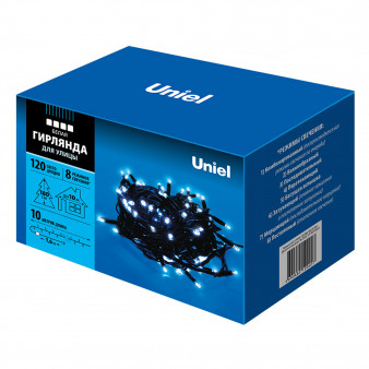 ULD-S1000-120/DBA WHITE IP67 Гирлянда светодиодная с контроллером, 10м. 120 светодиодов. Белый свет. Провод черный. ТМ Uniel