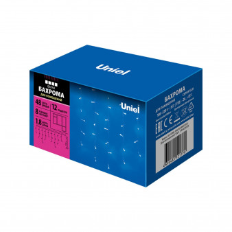 ULD-B1805-048/DTA WHITE IP20  Бахрома светодиодная с контроллером, 1,8 м. 48 светодиодов.  Белый свет. Провод прозрачный. TM Uniel.