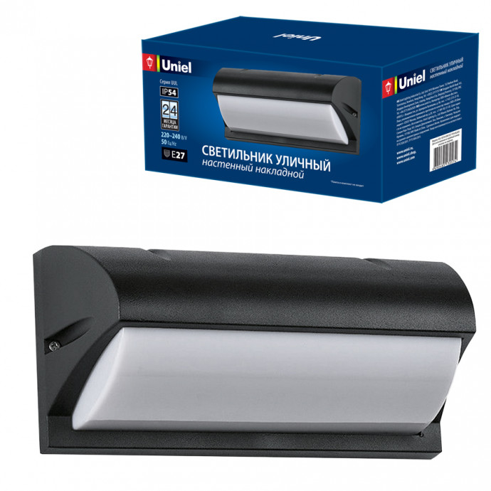 UUL-S07A 60W/E27 IP54 BLACK Светильник уличный, под лампу Е27. Архитектурный накладной. Корпус черный. TM Uniel.