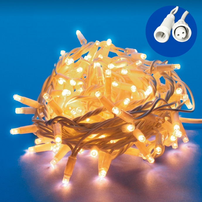 ULD-S1000-120/SWK WARM WHITE IP67 Гирлянда светодиодная со статическим свечением, 10м. Соединяемая.120 светодиодов. Теплый белый свет. Провод белый. ТМ Uniel