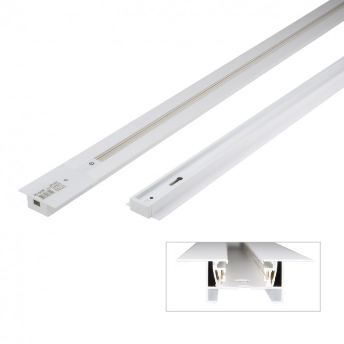 UBX-Q123 RS2 WHITE 100 SET01 Шинопровод осветительный, тип R, в наборе с заглушкой и вводом питания. Однофазный. Встраиваемый. Белый. Длина 1м. ТМ Volpe