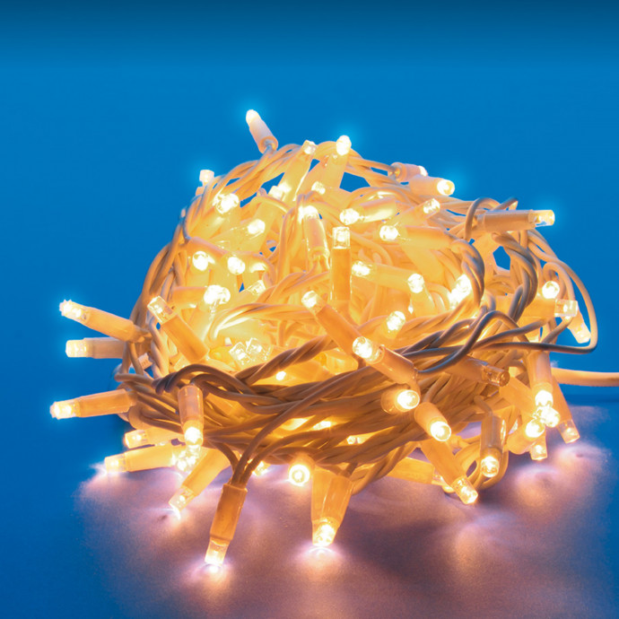 ULD-S1000-120/DWA WARM WHITE IP67 Гирлянда светодиодная, 10м. 120 светодиодов. Теплый белый свет. Провод белый. ТМ Uniel