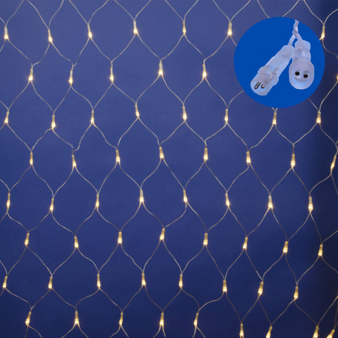 ULD-N1515-96/TTK WARM WHITE IP44 Сетка светодиодная с эффектом мерцания, 1,5х1,5м. Соединяемая. 96 светодиодов. Теплый белый свет. Провод прозрачный. TM Uniel