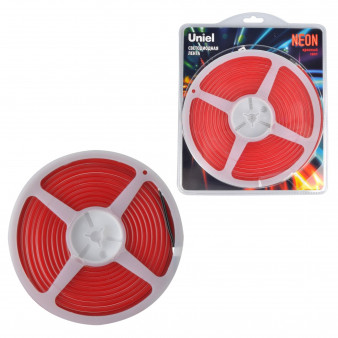 ULS-N01-2835-120LED/m-6mm-IP67-DC12V-9W/m-5M-RED Гибкая светодиодная лента. NEON. Катушка 5м. в блистере. Красный свет. ТМ Uniel