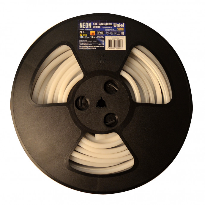 ULS-N11-2835-120LED/m-8mm-IP67-DC24V-10W/m-15M-4000K Светодиодная гибкая герметичная лента. NEON. Катушка 15м. в герметичной упаковке. Белый свет (4000К). ТМ Uniel