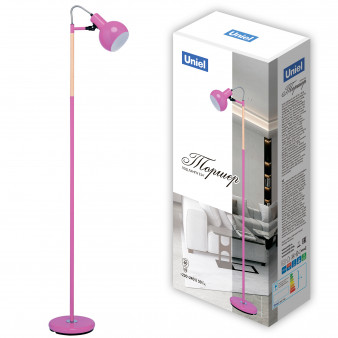 UML-T702 E14 PINK Торшер напольный под лампу Е14, 60W, с регулировкой наклона. Механический выключатель. Розовый. ТМ Uniel