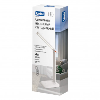 ULM-D607 4W/3000-6000K/DIM WHITE Светильник настольный. Сенсорный выключатель. Диммер. Белый. TM Uniel