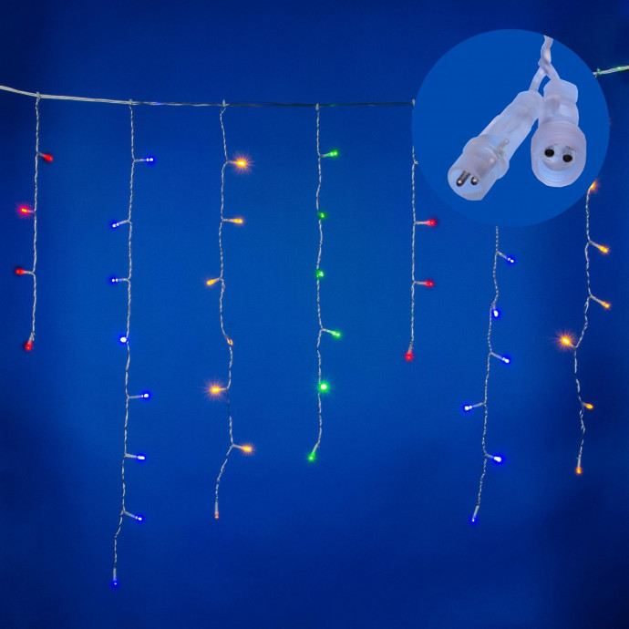 ULD-B10005-480/TTK MULTI IP44 Бахрома светодиодная с эффектом мерцания, 10м. Соединяемая. 480 светодиодов. Разноцветный свет. Провод прозрачный. ТМ Uniel