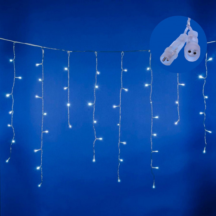 ULD-B10005-480/TTK WHITE IP44 Бахрома светодиодная с эффектом мерцания, 10м. Соединяемая. 480 светодиодов. Белый свет. Провод прозрачный. ТМ Uniel