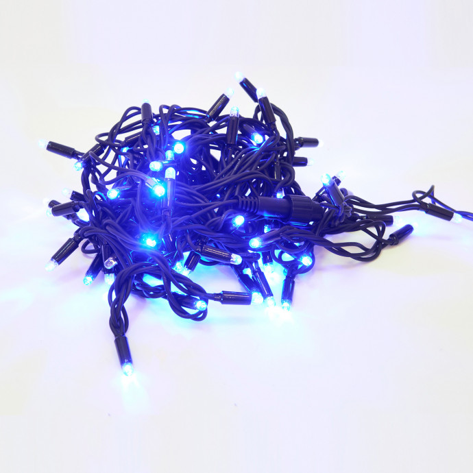ULD-S1000-120/TBK BLUE-WHITE IP67 Гирлянда светодиодная с эффектом мерцания, 10м. Соединяемая. 120 светодиодов. Синий и белый свет. Провод черный. ТМ Uniel