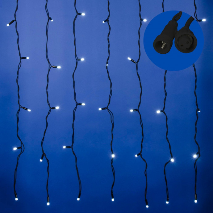 ULD-C3020-384/TBK WHITE IP67 Занавес светодиодный с эффектом мерцания, 3х2м. Соединяемый. 384 светодиода. Белый свет. Провод черный. TM Uniel