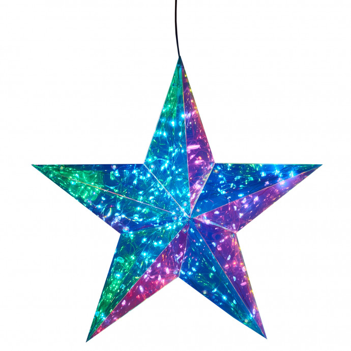 ULD-R505 3АА STAR Светильник декоративный «Звезда», на батарейках 3AA (не в/к). 100 светодиодов Белый свет. Цвет корпуса радужный. TM Uniel