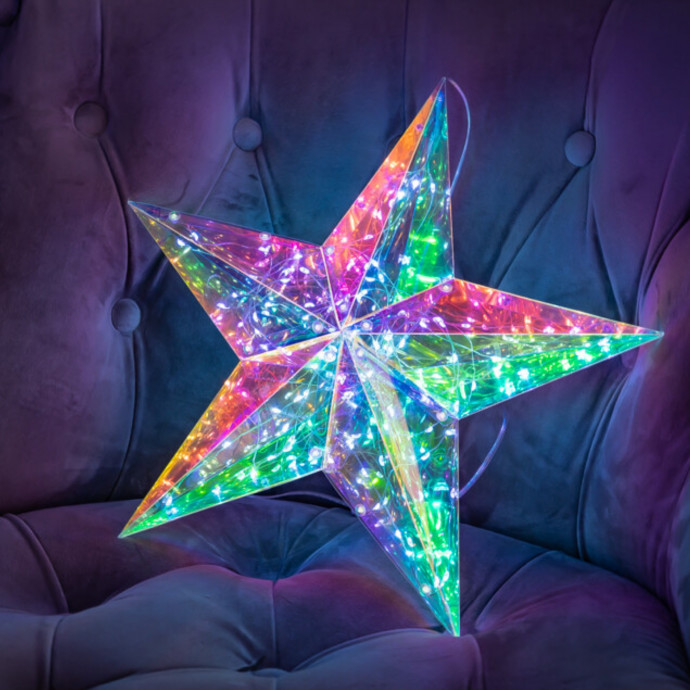 ULD-R505 3АА STAR Светильник декоративный «Звезда», на батарейках 3AA (не в/к). 100 светодиодов Белый свет. Цвет корпуса радужный. TM Uniel