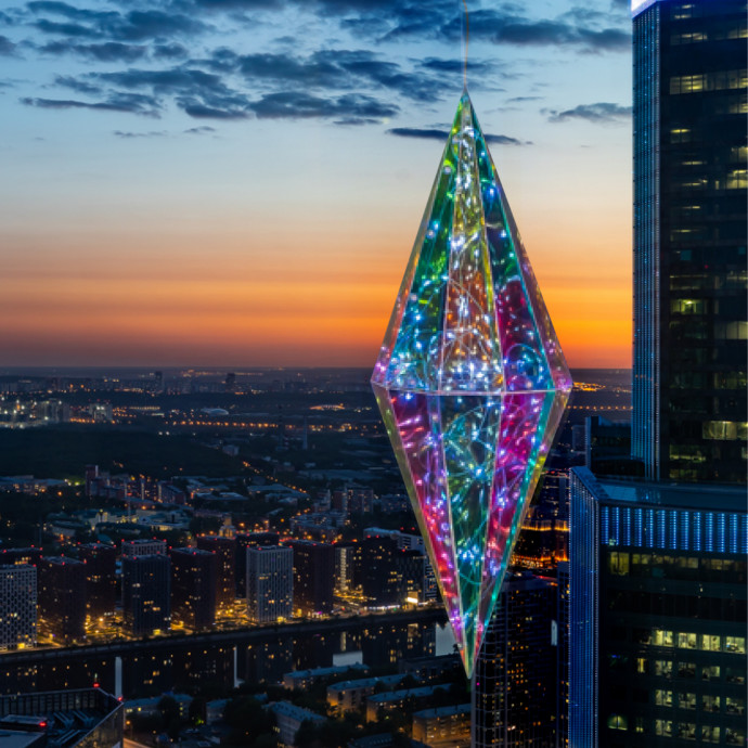 ULD-R506 3АА DIAMOND Светильник декоративный «Брильянт», на батарейках 3AA (не в/к). 100 светодиодов Белый свет. Цвет корпуса радужный. TM Uniel