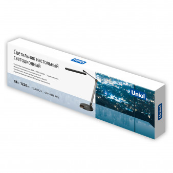 ULM-D113 18W/3000-6000K/DIM BLACK Светильник настольный светодиодный с беспроводной зарядкой телефонов. Сенсорный выключатель. Диммер. Черный. TM Uniel
