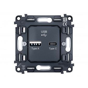 VM177 Механизм розетки 2USB A+C 20W (быстрая зарядка) QUANT