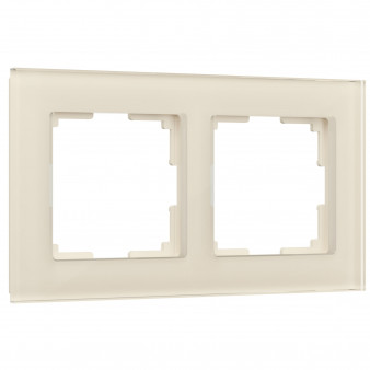 Рамка на 2 поста (молочный, стекло) W0021141