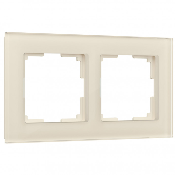 Рамка на 2 поста (молочный, стекло) W0021141