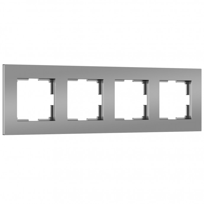Рамка на 4 поста Slab (серебро матовый) W0042965