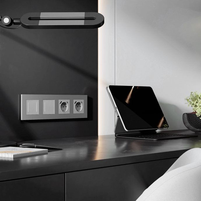 Рамка на 4 поста Slab (серебро матовый) W0042965