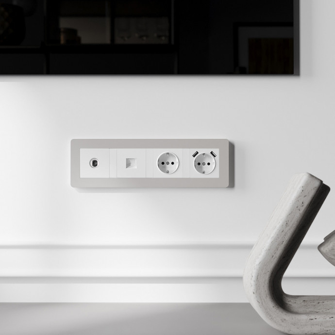 Рамка на 4 поста Split (дымчатый/белый, soft-touch) W0043067