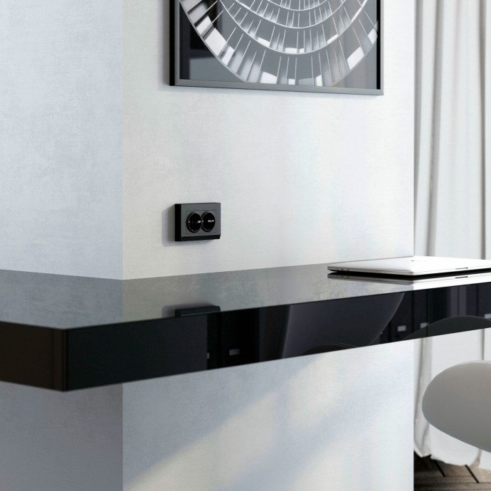 Рамка для двойной розетки (черный) W0081808