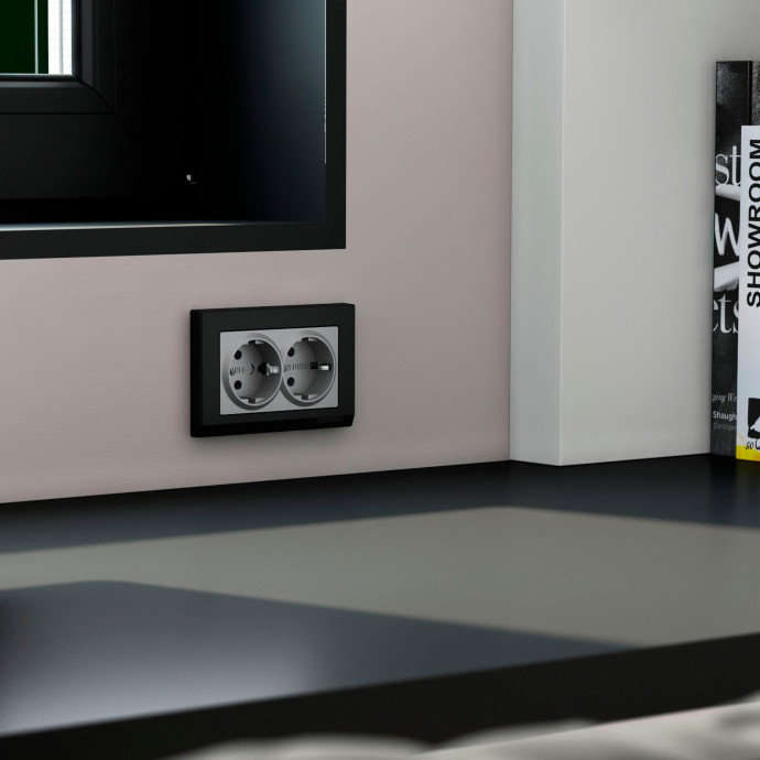 Рамка для двойной розетки (черный) W0081808