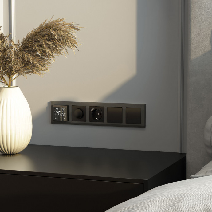 Перекрестный выключатель одноклавишный (черный матовый) W1113008