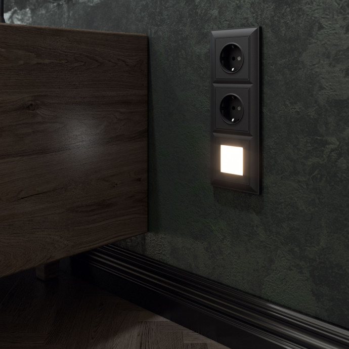 Розетка с заземлением и шторками (черный матовый) W1171108