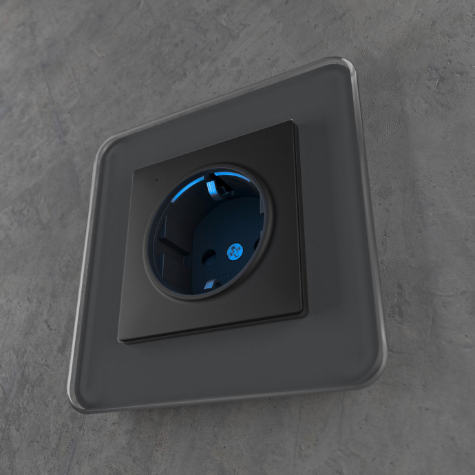 Розетка со встроенной подсветкой (черный матовый) W1171408