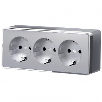 Розетка тройная с заземлением и шторками Gallant (серебряный) W5073106