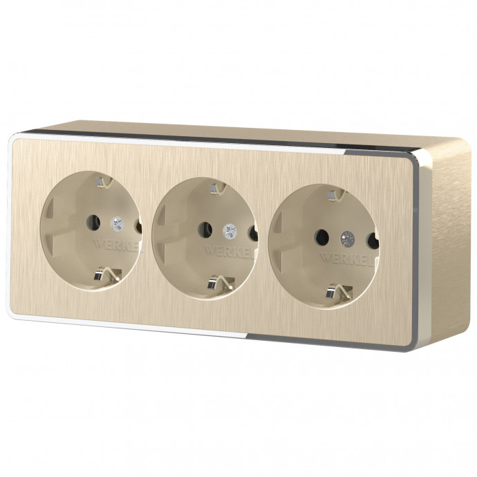 Розетка тройная с заземлением и шторками Gallant (шампань рифленый) W5073110