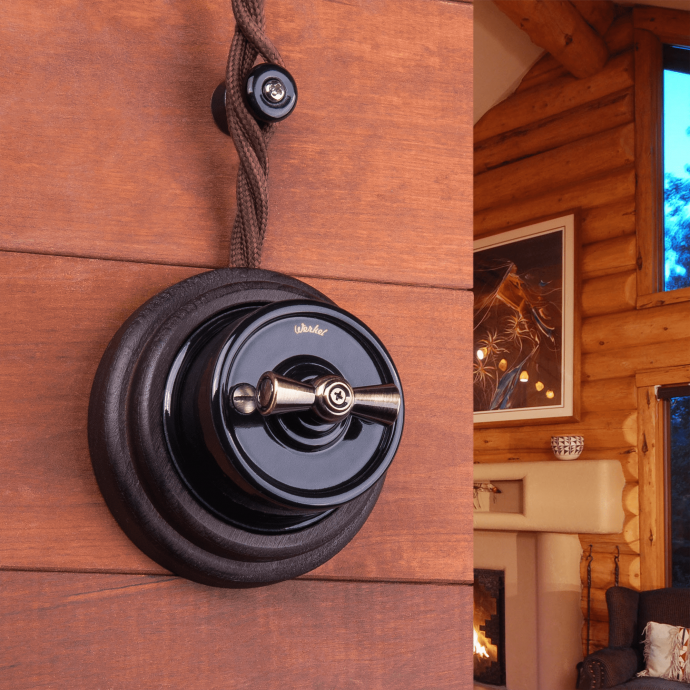 Выключатель на 4 положения двухклавишный (черный) Ретро W5620008