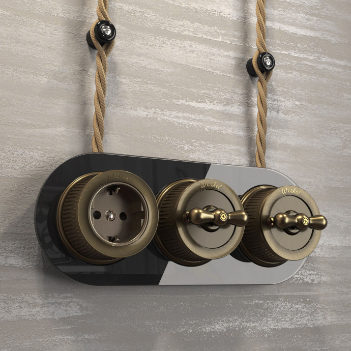 Розетка с заземлением (Бронзовый) ретро W5771012