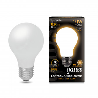 102202110 Лампа Gauss LED Filament A60 OPAL E27 10W 2700К 1/10/40, шт