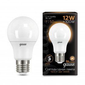102502112 Лампа Gauss LED A60 globe 12W E27 2700K 1/10/40, шт