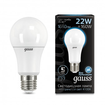 102502222 Лампа Gauss LED A70 globe 22W E27 1640Lm 4100K 1/10/50