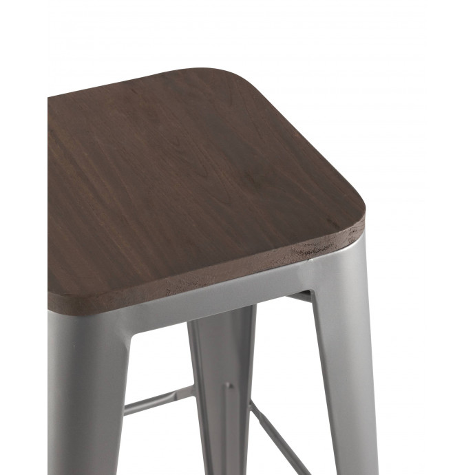 Стул барный TOLIX WOOD серебристый матовый