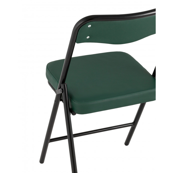 Складной стул Джонни экокожа зелёный каркас черный матовый