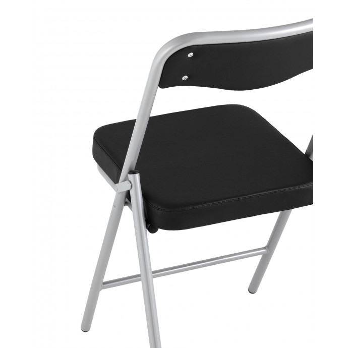 Складной стул Джонни экокожа черный каркас металлик