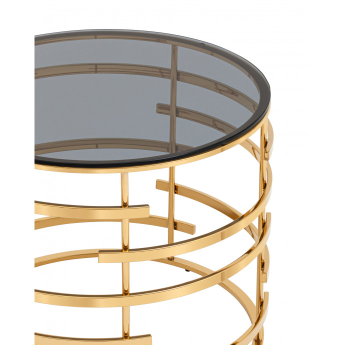 Журнальный столик Инфлюэнс 60*60 стекло smoke сталь золото